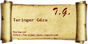 Teringer Géza névjegykártya
